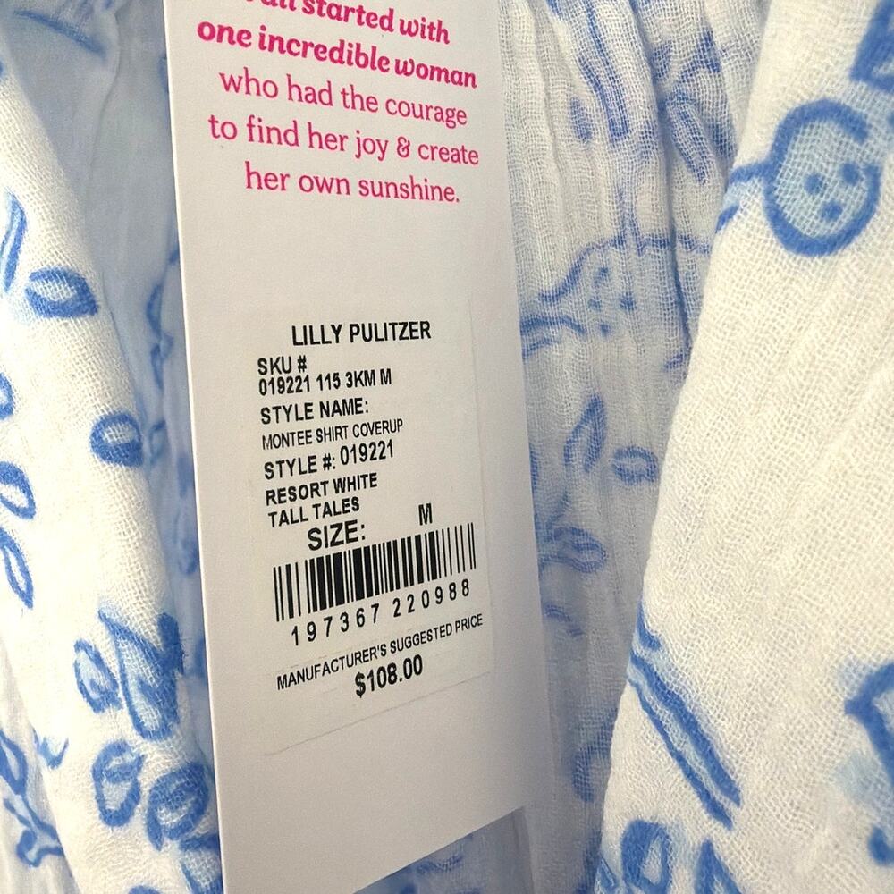 Lilly Pulitzer Women's Resort White Montee Cover-Up Shirt Tall Size M - Picture 6 of 11